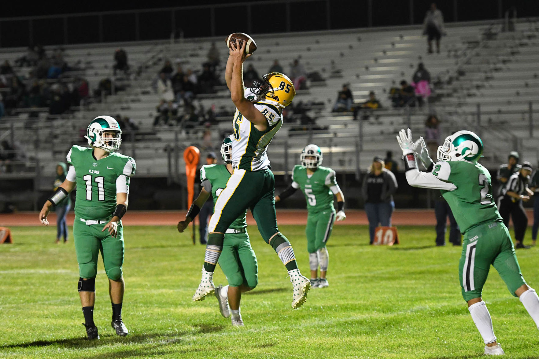 Garrett Elmore leaps for the TD grab for the Mustangs DSC_2688.jpg